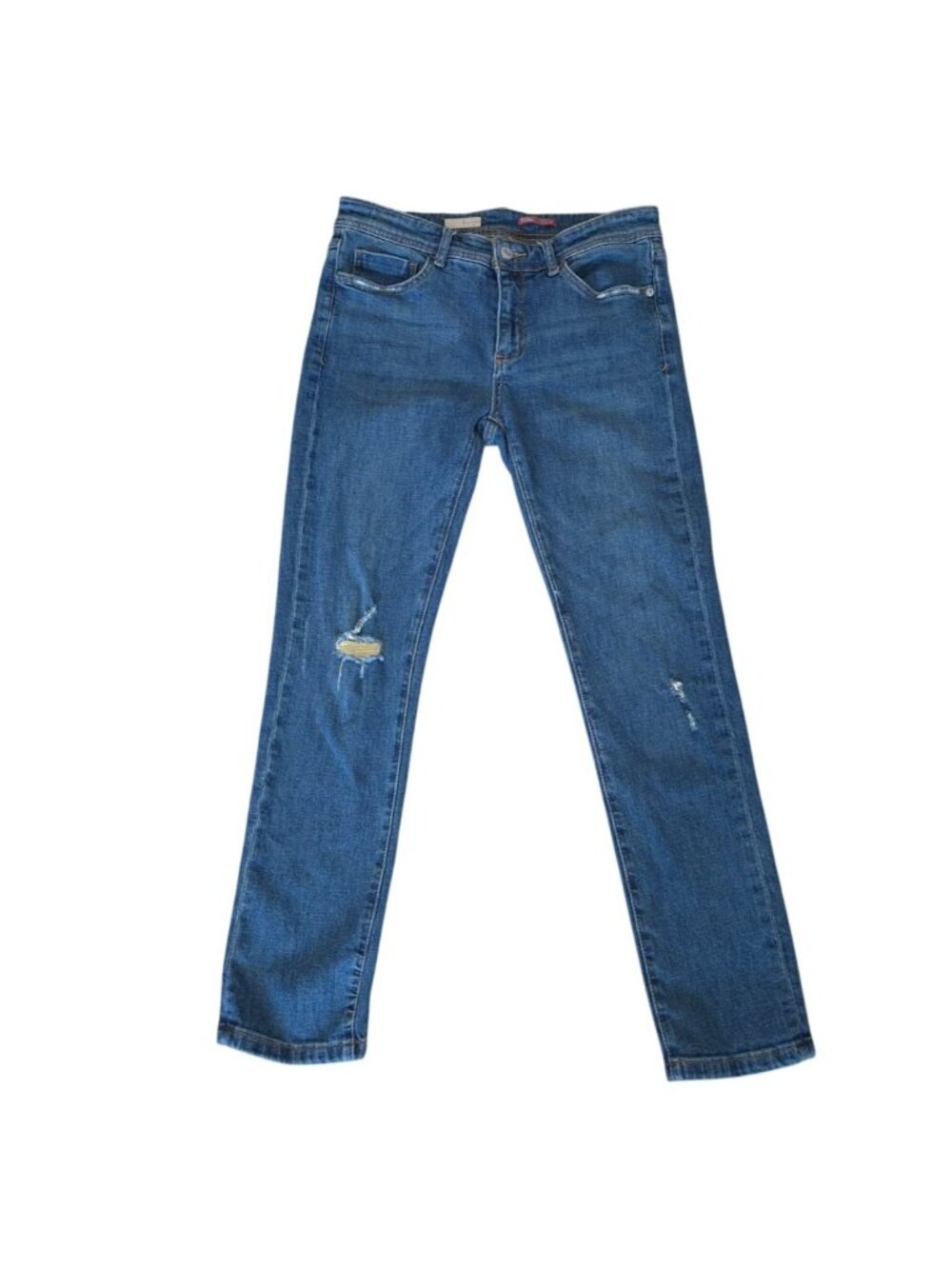 Pilcro Slim Boyfriend Jeans Women's Distressed Ripped Knee Stretch Denim 27 Blue
